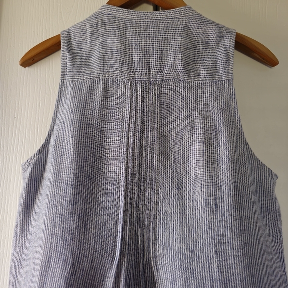 Faherty- Isha Linen Mini Dress Blue Mini Stripe SzM - Picture 10 of 12